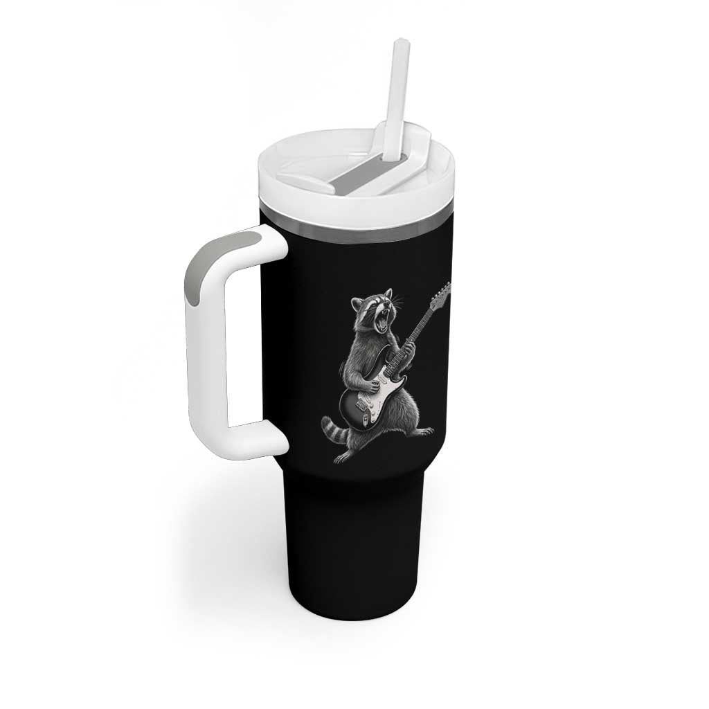 Funny Raccoon Playing Guitar Rock and Roll Tumbler With Handle