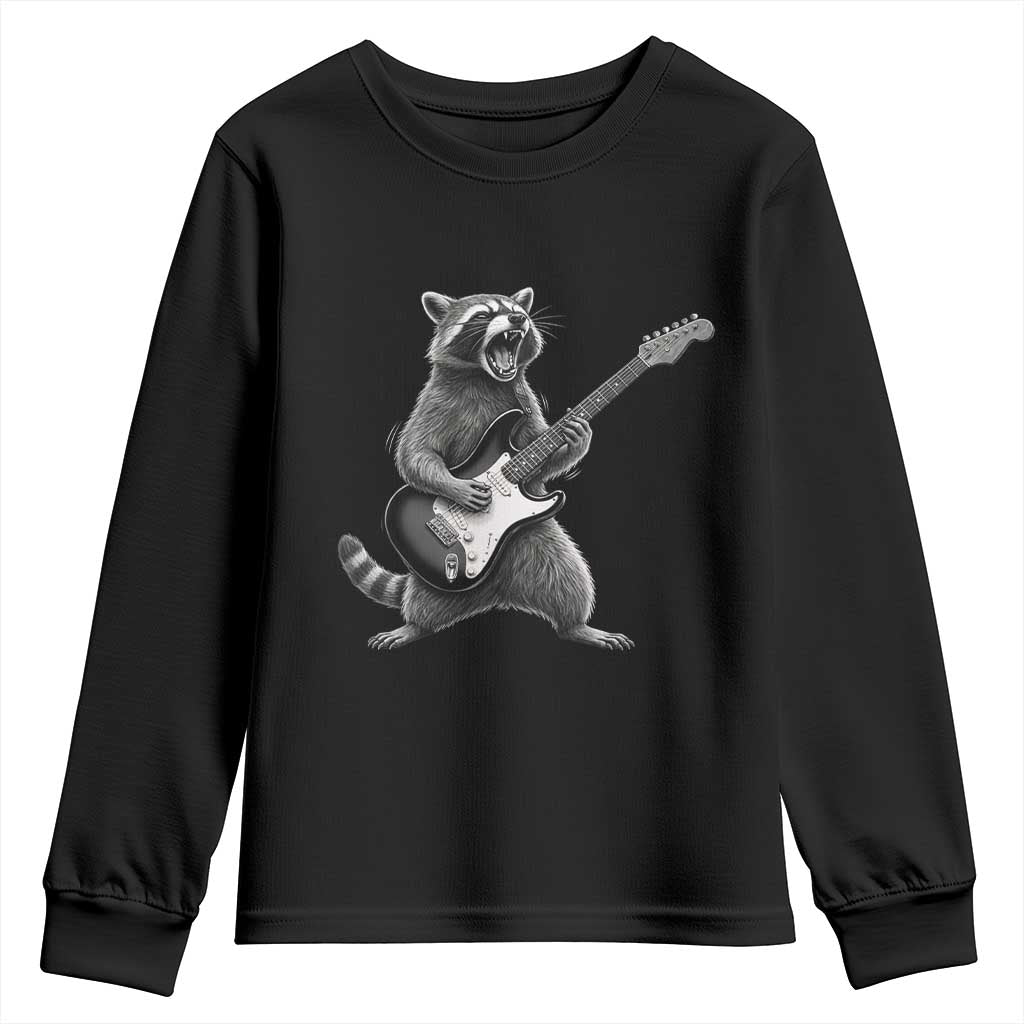 Funny Raccoon Playing Guitar Rock and Roll Youth Sweatshirt