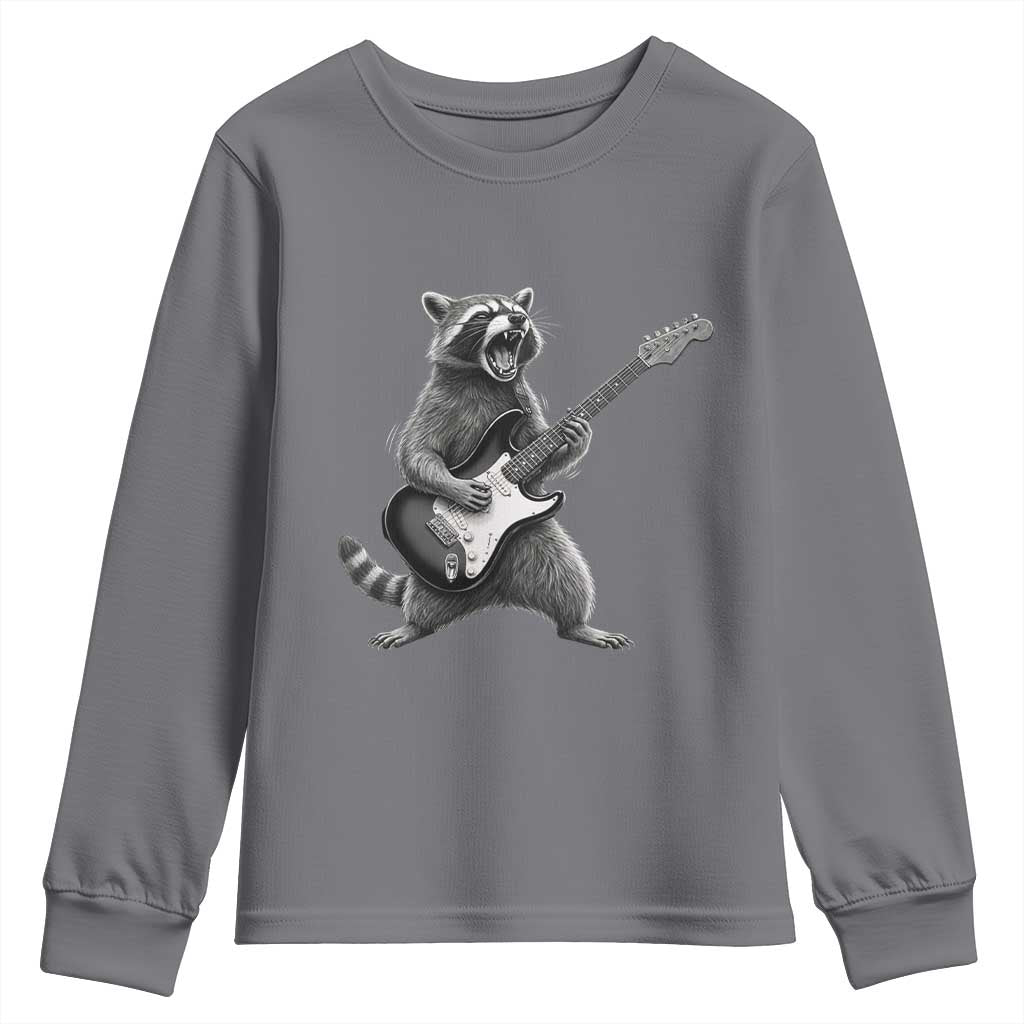 Funny Raccoon Playing Guitar Rock and Roll Youth Sweatshirt