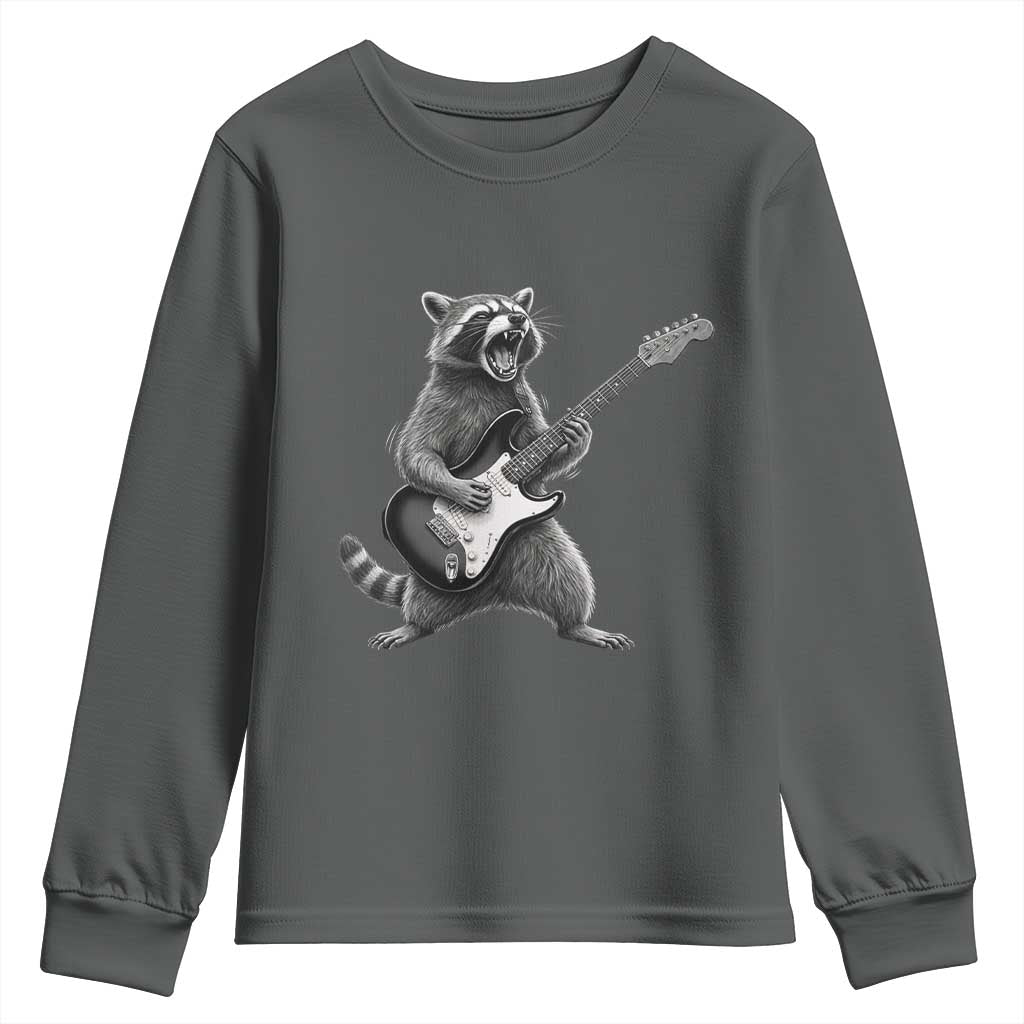 Funny Raccoon Playing Guitar Rock and Roll Youth Sweatshirt