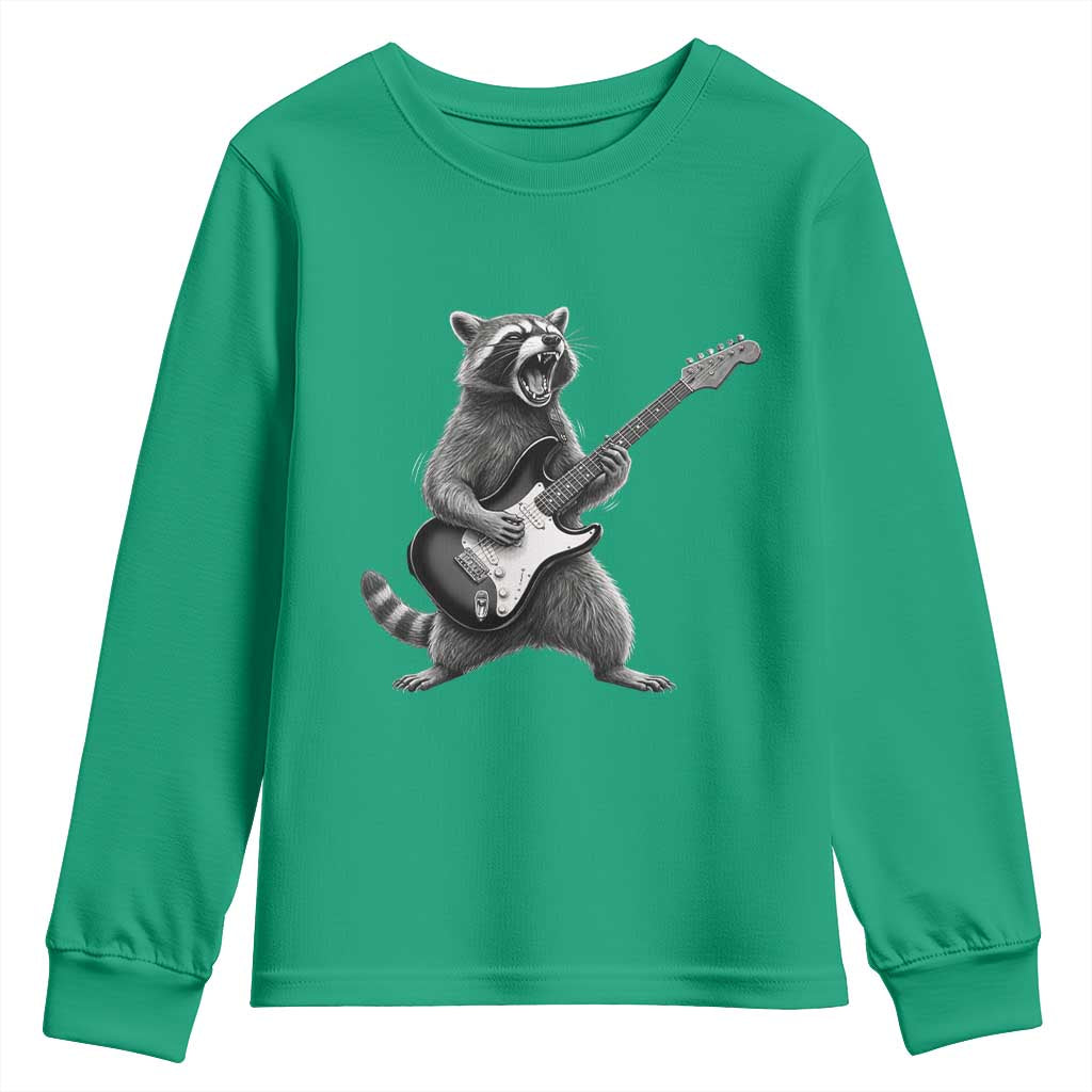 Funny Raccoon Playing Guitar Rock and Roll Youth Sweatshirt