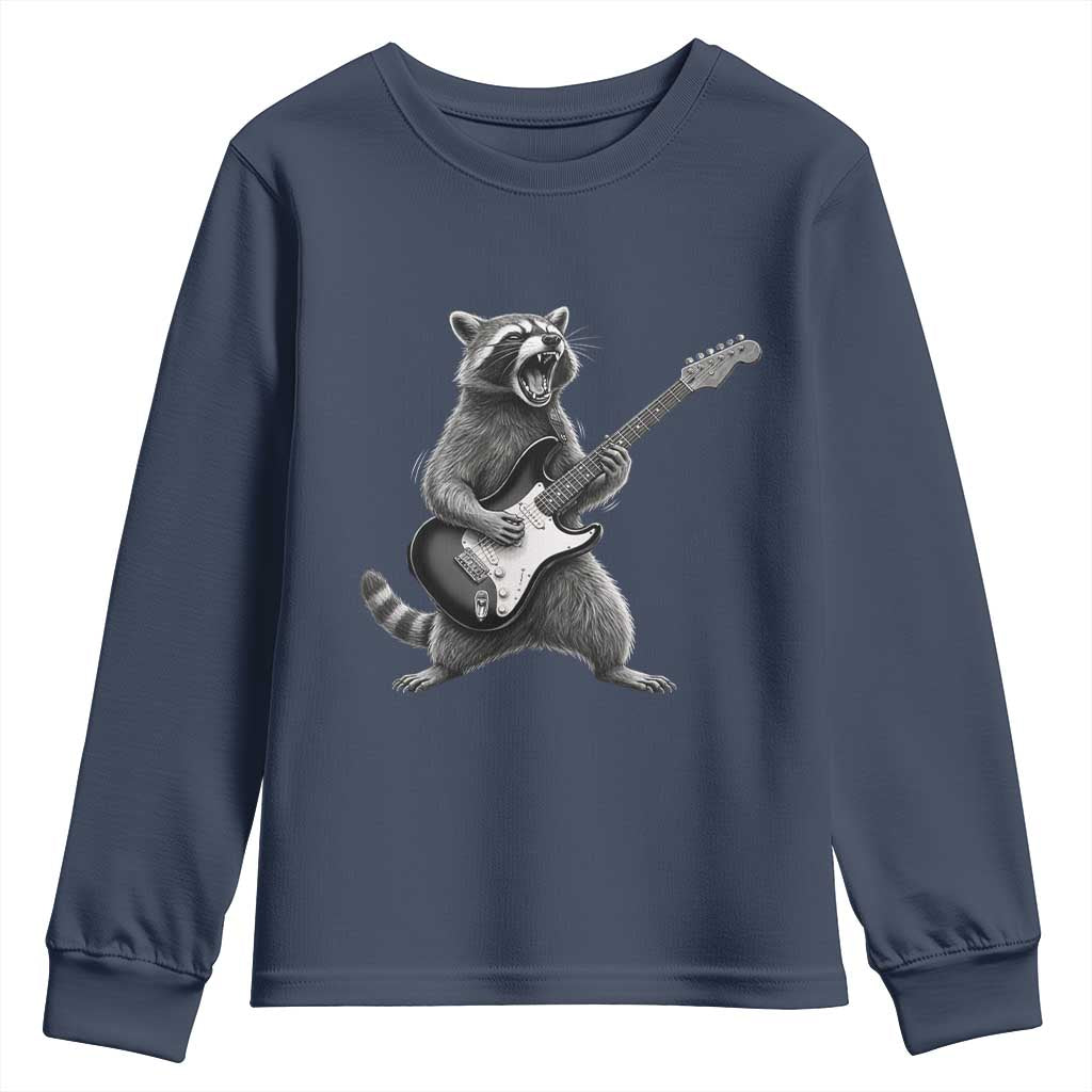 Funny Raccoon Playing Guitar Rock and Roll Youth Sweatshirt