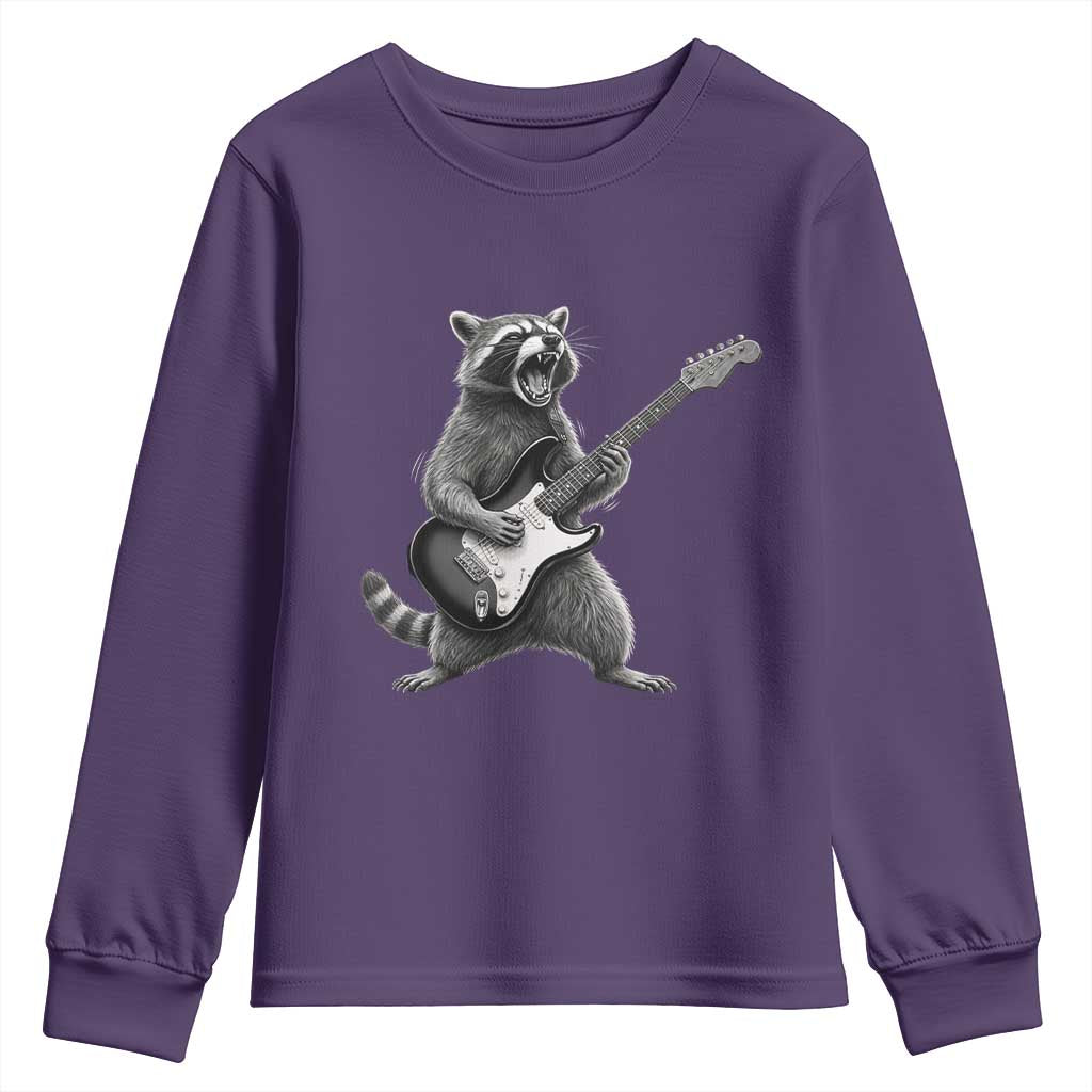 Funny Raccoon Playing Guitar Rock and Roll Youth Sweatshirt