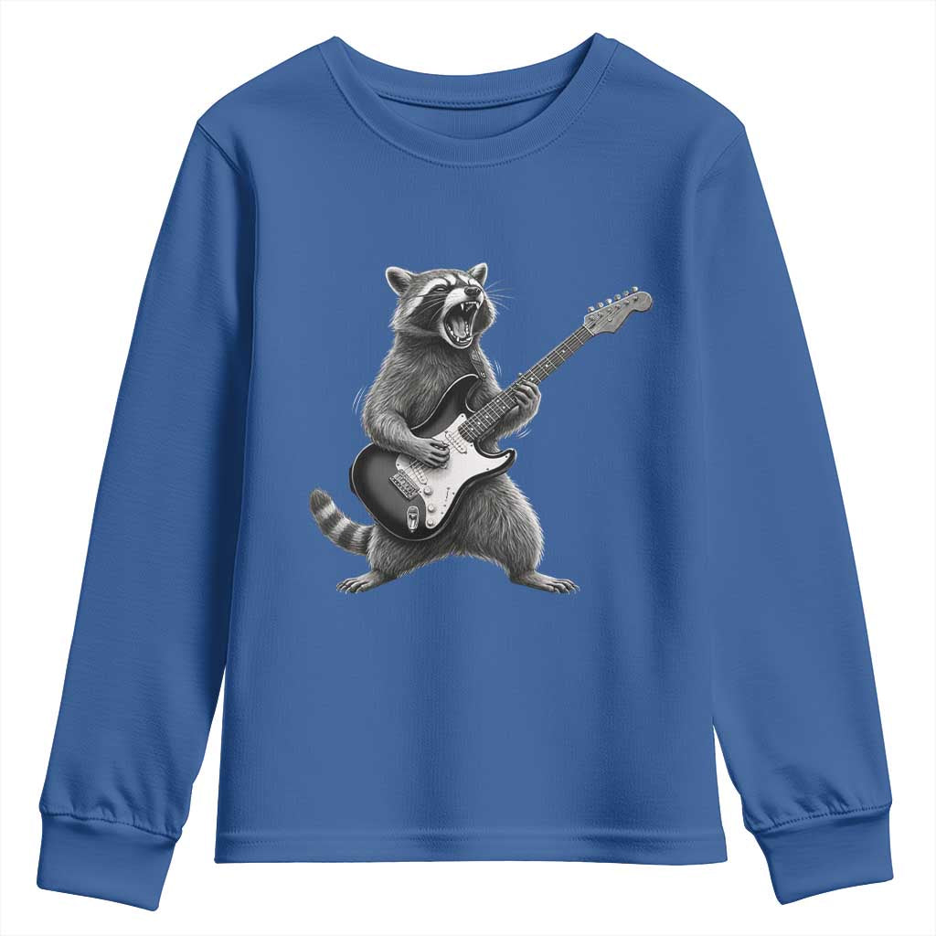 Funny Raccoon Playing Guitar Rock and Roll Youth Sweatshirt