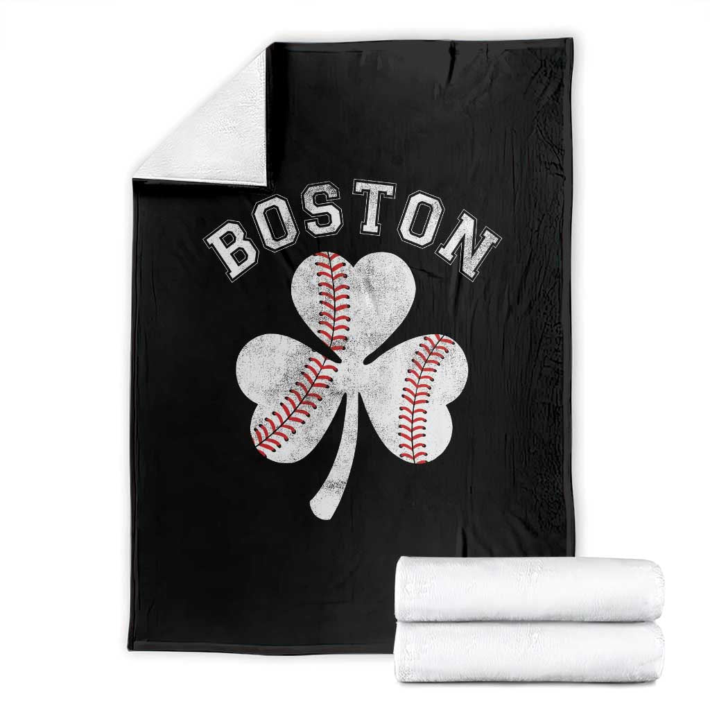 Funny Boston St Patricks Day Baseball Shamrock Throw Blanket
