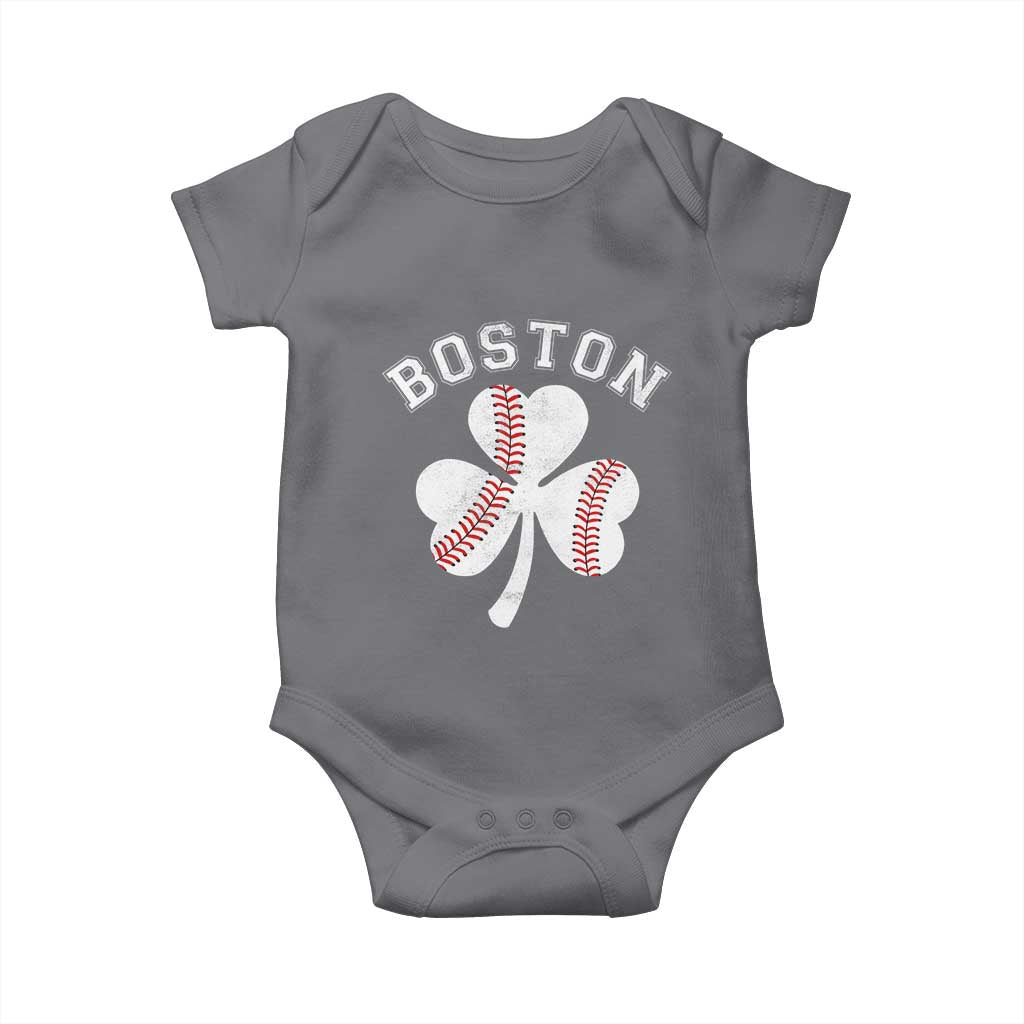 Funny Boston St Patricks Day Baseball Shamrock Baby Onesie