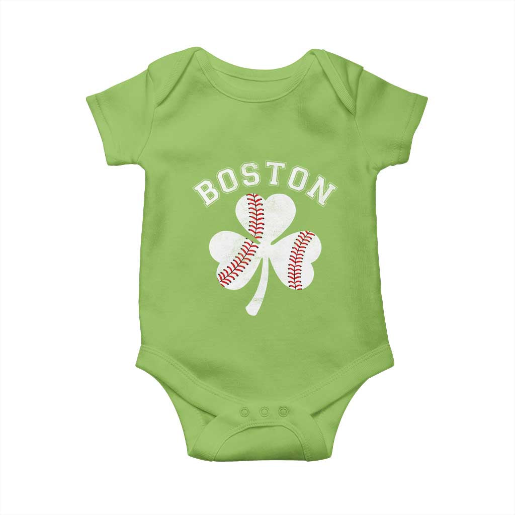Funny Boston St Patricks Day Baseball Shamrock Baby Onesie