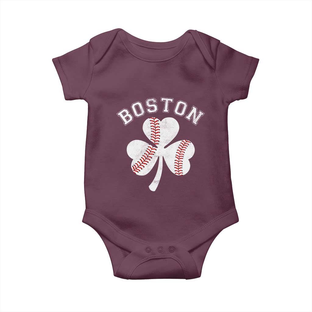 Funny Boston St Patricks Day Baseball Shamrock Baby Onesie