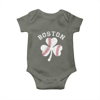 Funny Boston St Patricks Day Baseball Shamrock Baby Onesie