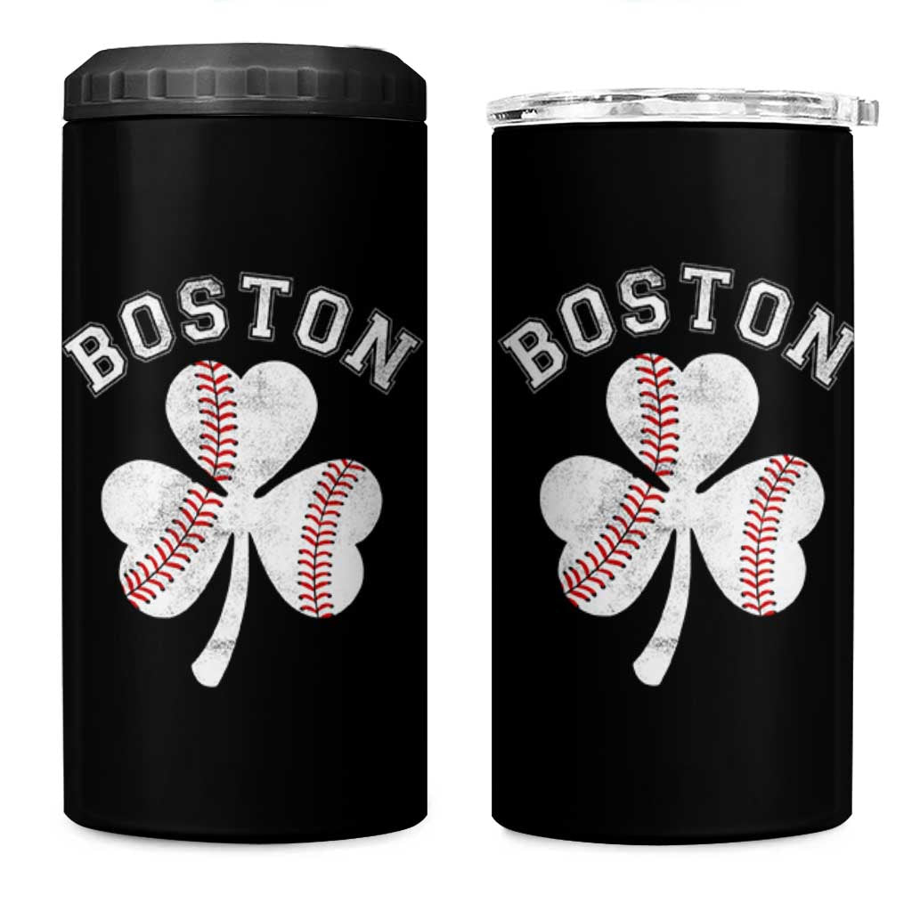 Funny Boston St Patricks Day Baseball Shamrock 4 in 1 Can Cooler Tumbler