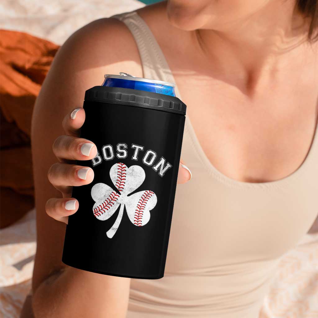 Funny Boston St Patricks Day Baseball Shamrock 4 in 1 Can Cooler Tumbler
