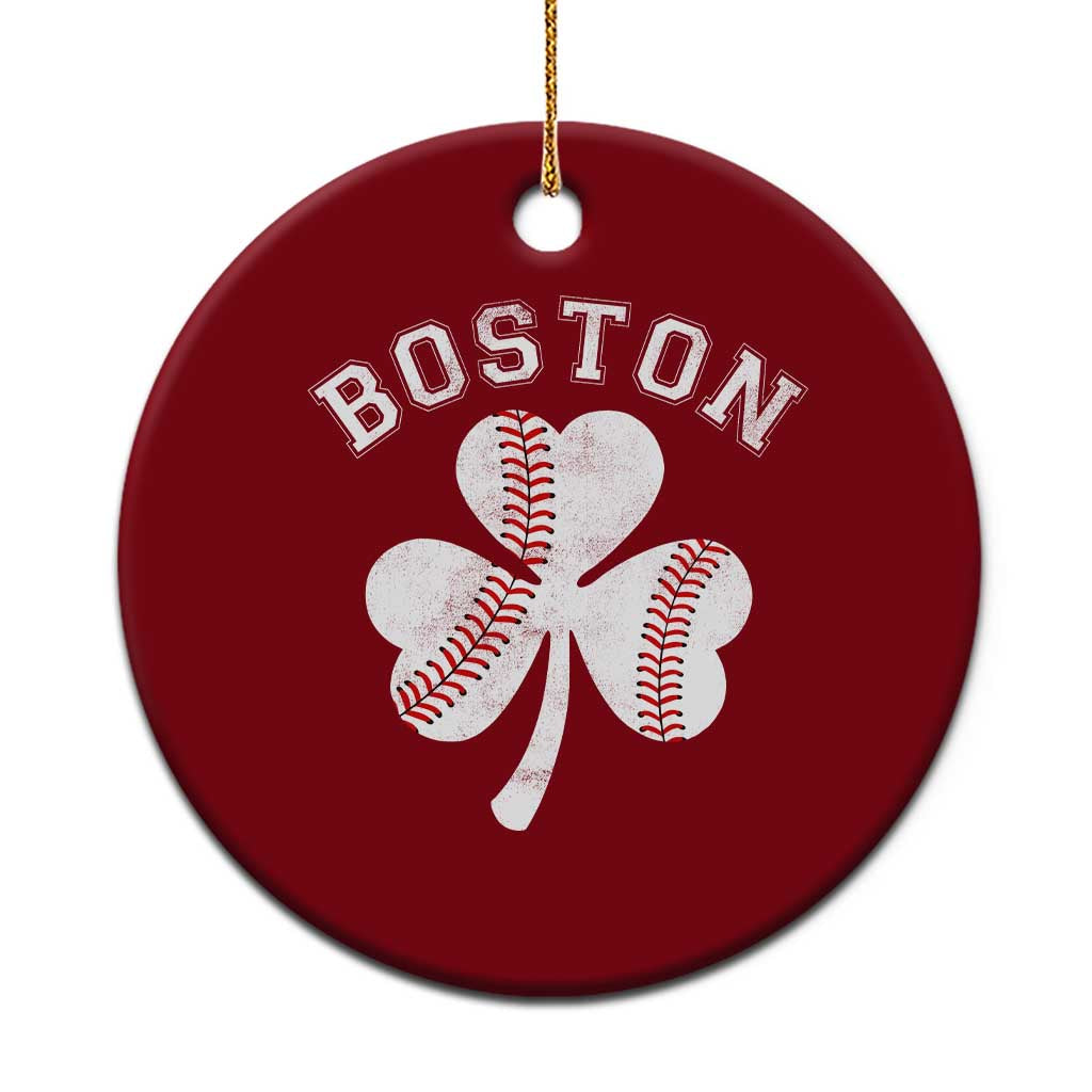 Funny Boston St Patricks Day Baseball Shamrock Ceramic Ornament