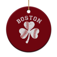 Funny Boston St Patricks Day Baseball Shamrock Ceramic Ornament