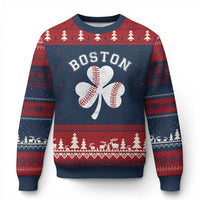 Funny Boston St Patricks Day Baseball Shamrock Ugly Christmas Sweater