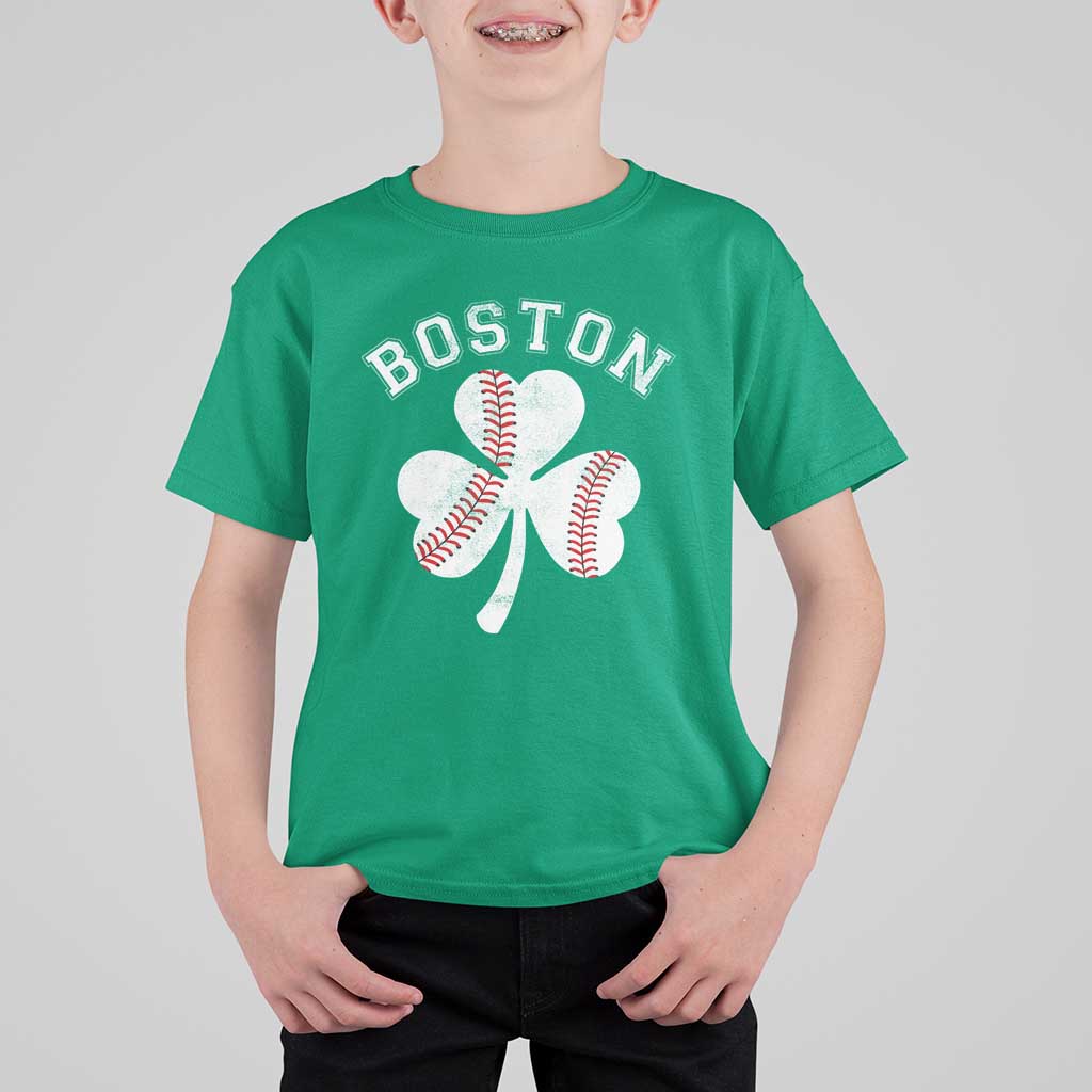 Funny Boston St Patricks Day Baseball Shamrock T Shirt For Kid