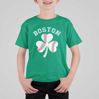 Funny Boston St Patricks Day Baseball Shamrock T Shirt For Kid