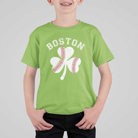 Funny Boston St Patricks Day Baseball Shamrock T Shirt For Kid