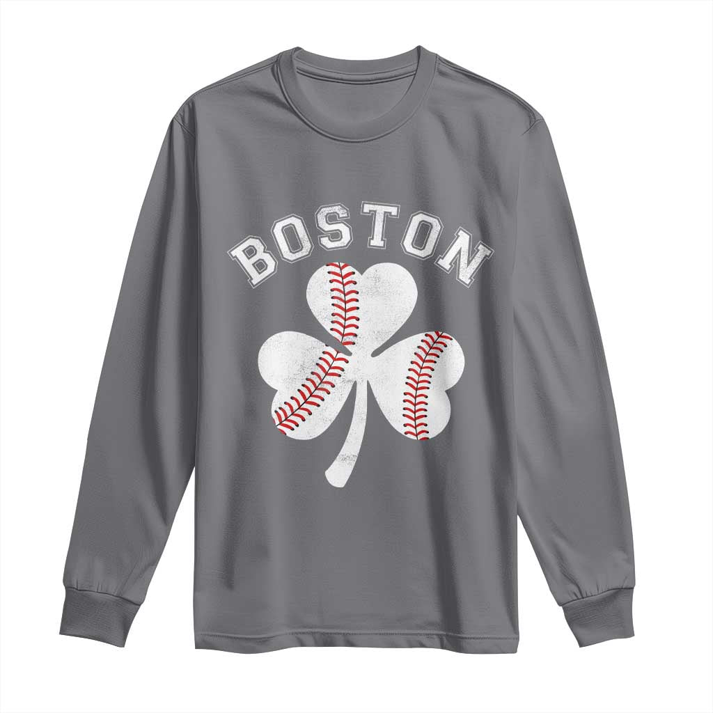 Funny Boston St Patricks Day Baseball Shamrock Long Sleeve Shirt