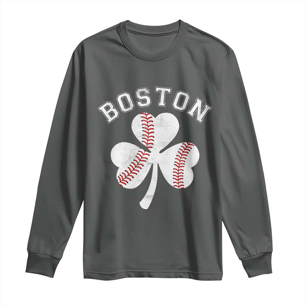 Funny Boston St Patricks Day Baseball Shamrock Long Sleeve Shirt