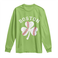 Funny Boston St Patricks Day Baseball Shamrock Long Sleeve Shirt