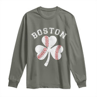 Funny Boston St Patricks Day Baseball Shamrock Long Sleeve Shirt