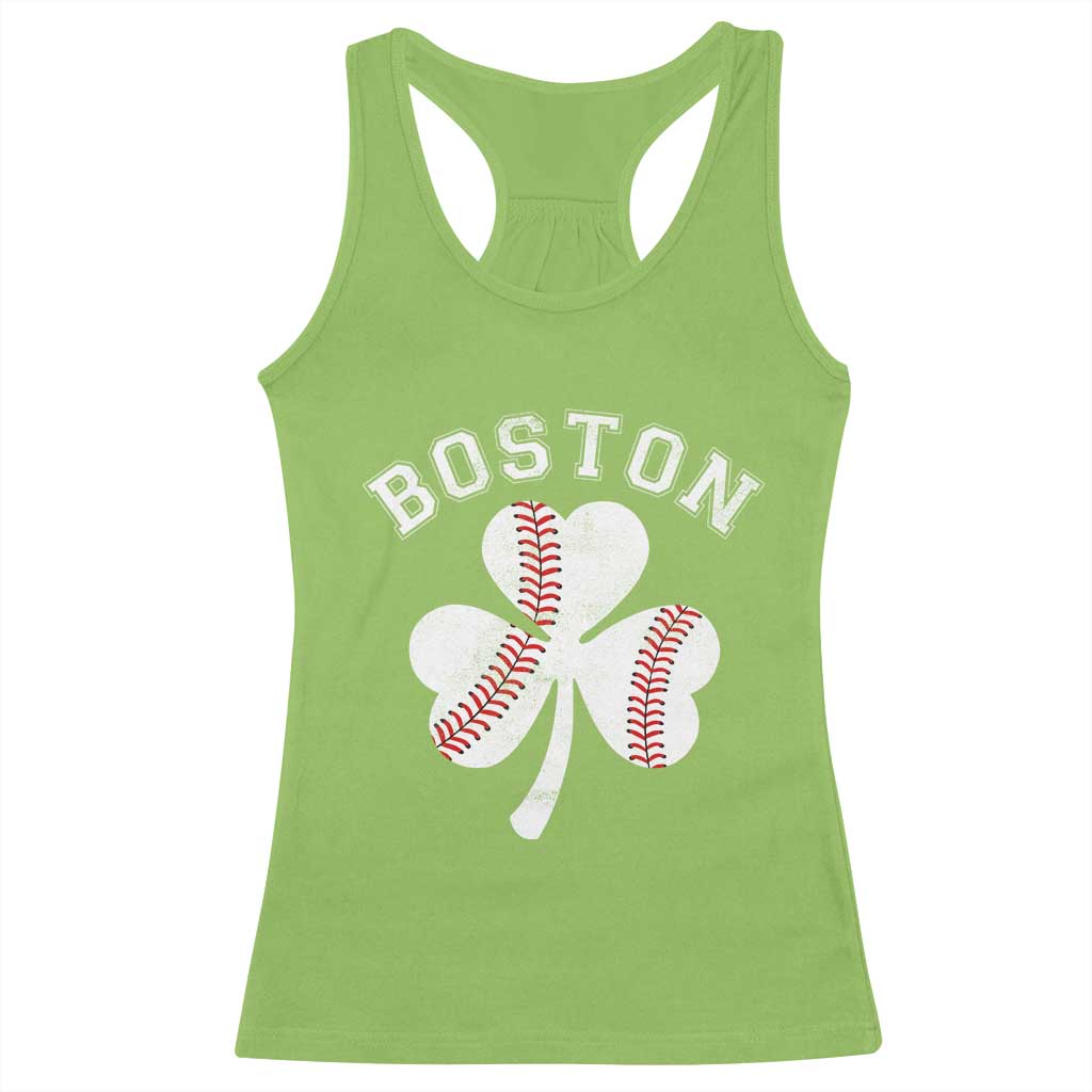 Funny Boston St Patricks Day Baseball Shamrock Racerback Tank Top