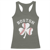 Funny Boston St Patricks Day Baseball Shamrock Racerback Tank Top