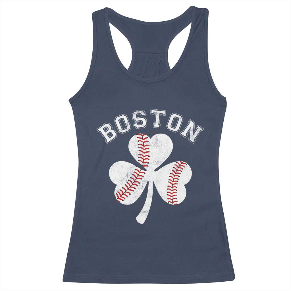 Funny Boston St Patricks Day Baseball Shamrock Racerback Tank Top