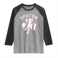 Funny Boston St Patricks Day Baseball Shamrock Raglan Shirt