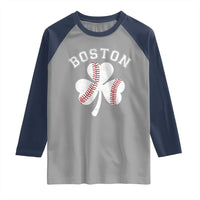 Funny Boston St Patricks Day Baseball Shamrock Raglan Shirt