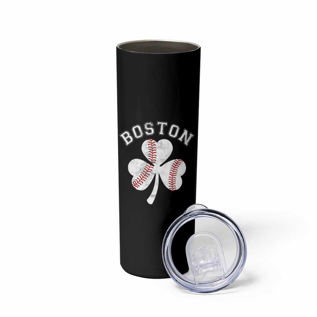 Funny Boston St Patricks Day Baseball Shamrock Skinny Tumbler
