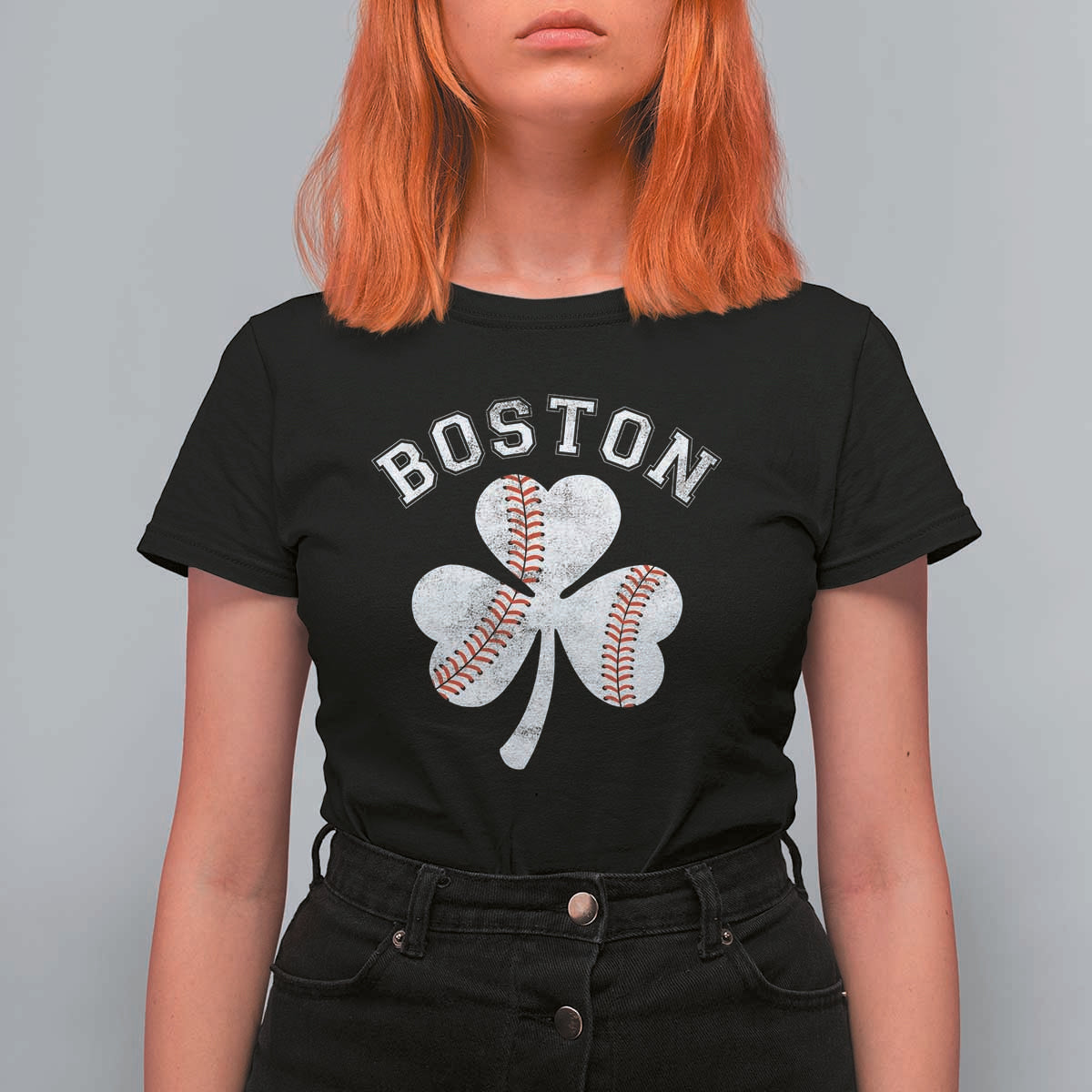 Funny Boston St Patricks Day Baseball Shamrock T Shirt For Women