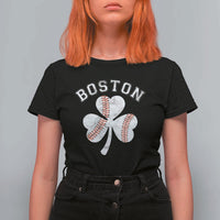 Funny Boston St Patricks Day Baseball Shamrock T Shirt For Women