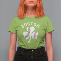 Funny Boston St Patricks Day Baseball Shamrock T Shirt For Women
