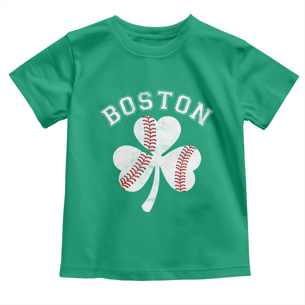 Funny Boston St Patricks Day Baseball Shamrock Toddler T Shirt