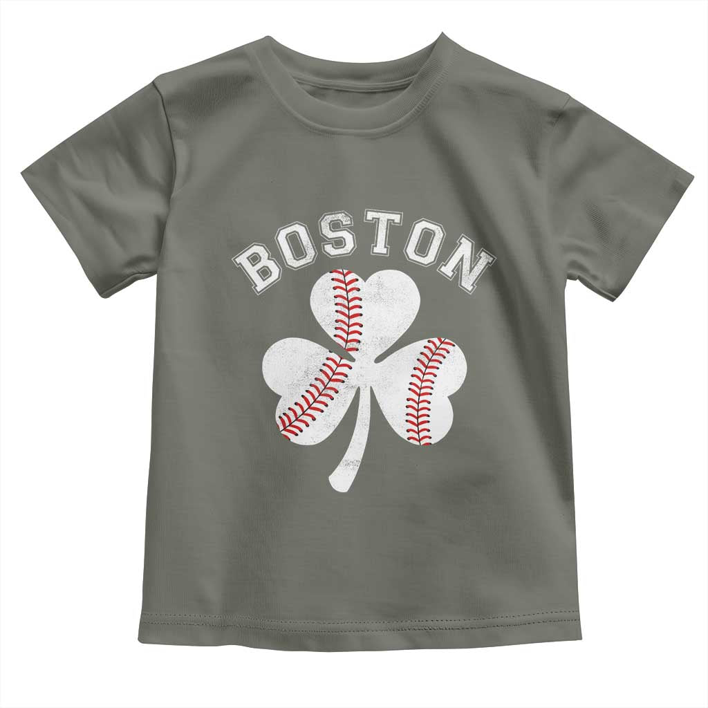 Funny Boston St Patricks Day Baseball Shamrock Toddler T Shirt