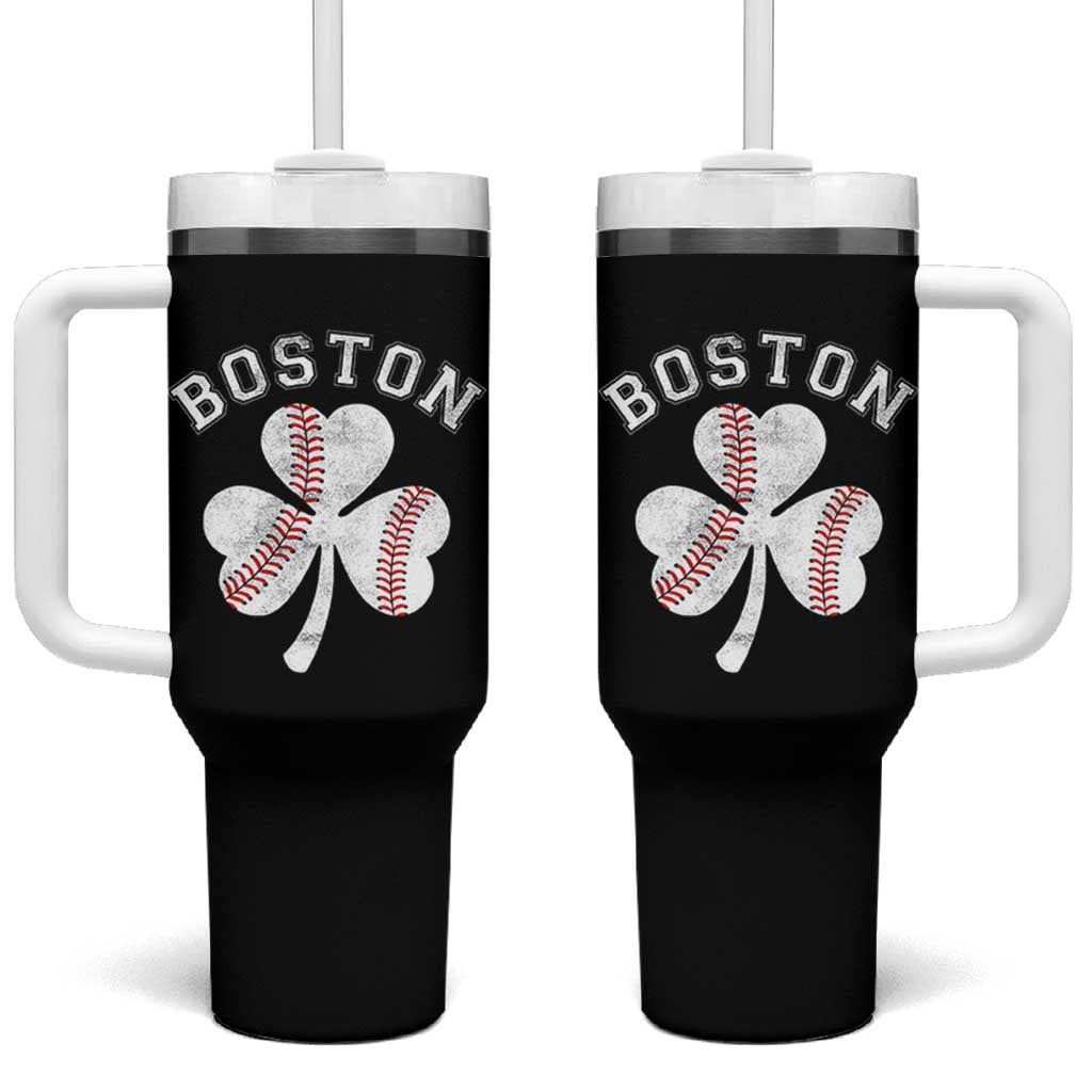 Funny Boston St Patricks Day Baseball Shamrock Tumbler With Handle