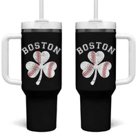 Funny Boston St Patricks Day Baseball Shamrock Tumbler With Handle