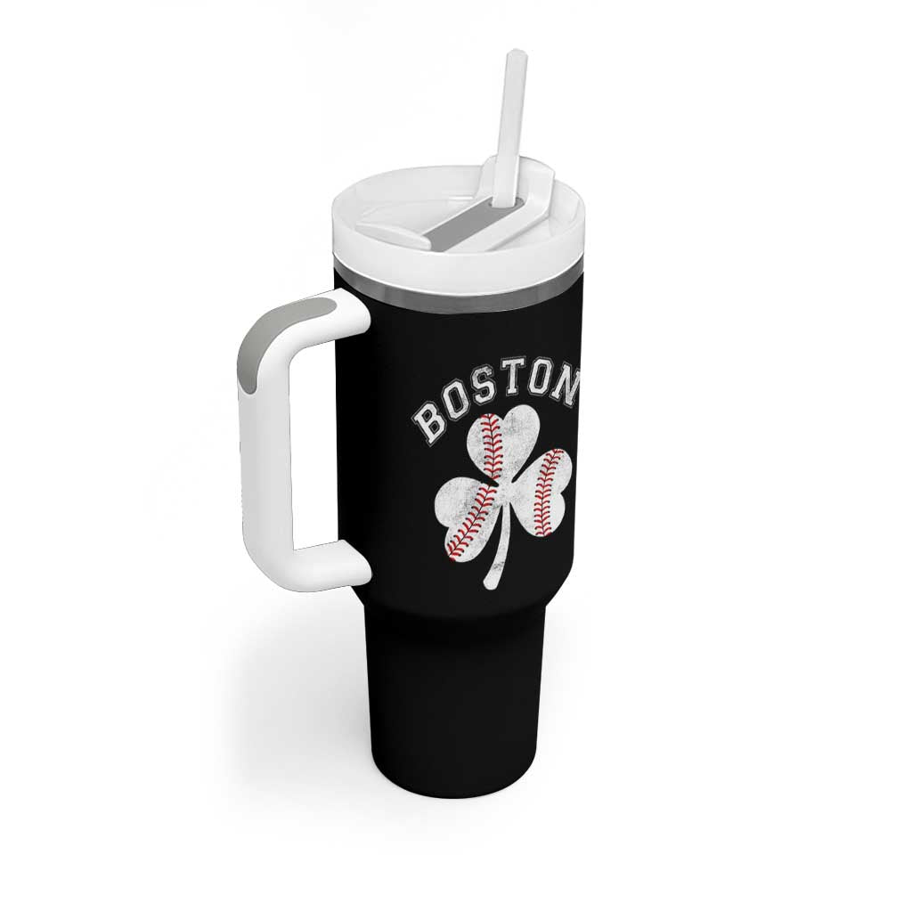Funny Boston St Patricks Day Baseball Shamrock Tumbler With Handle