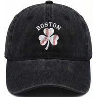 Funny Boston St Patricks Day Baseball Shamrock Washed Cotton Baseball Cap
