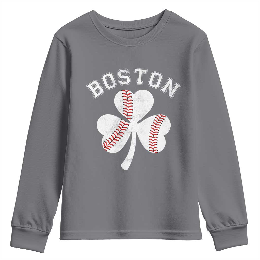 Funny Boston St Patricks Day Baseball Shamrock Youth Sweatshirt