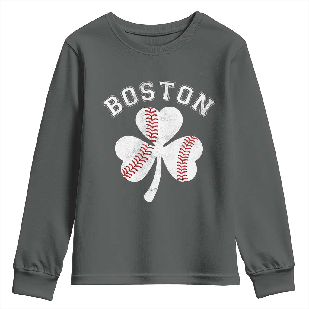 Funny Boston St Patricks Day Baseball Shamrock Youth Sweatshirt