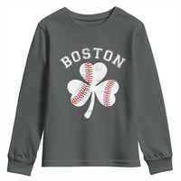 Funny Boston St Patricks Day Baseball Shamrock Youth Sweatshirt