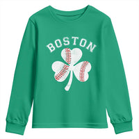 Funny Boston St Patricks Day Baseball Shamrock Youth Sweatshirt