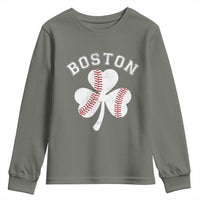 Funny Boston St Patricks Day Baseball Shamrock Youth Sweatshirt