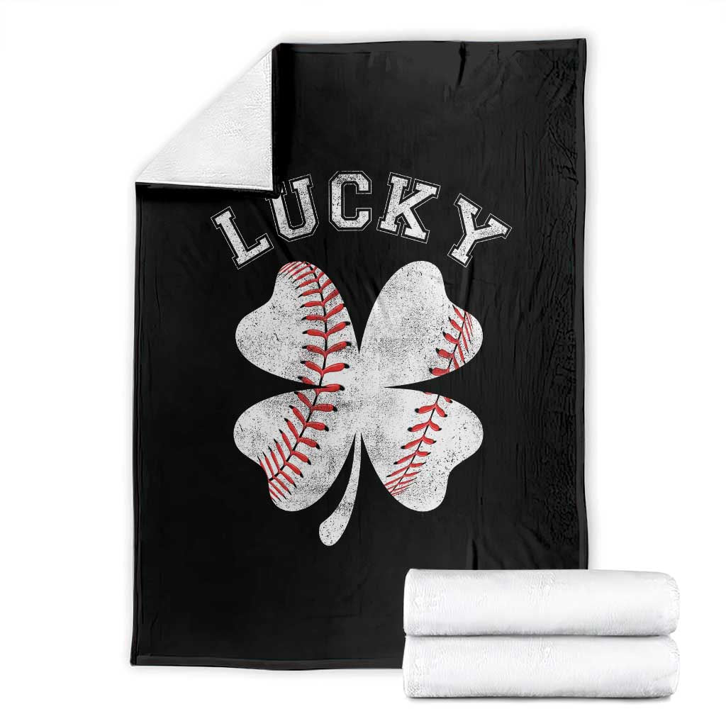 Funny Baseball Lucky Clover St Patricks Day Throw Blanket