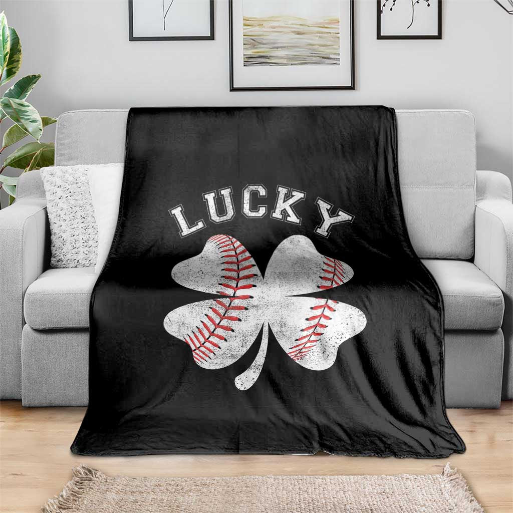 Funny Baseball Lucky Clover St Patricks Day Throw Blanket