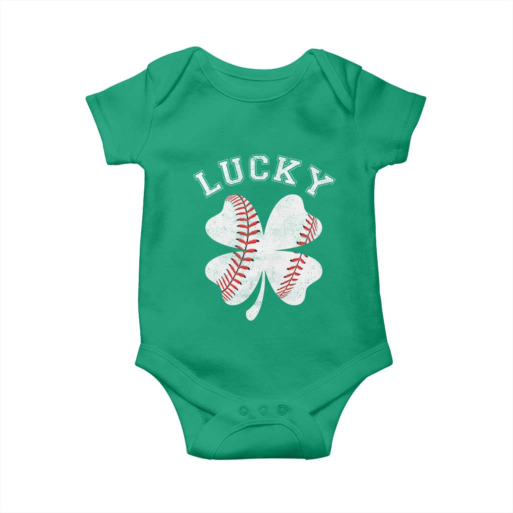 Funny Baseball Lucky Clover St Patricks Day Baby Onesie