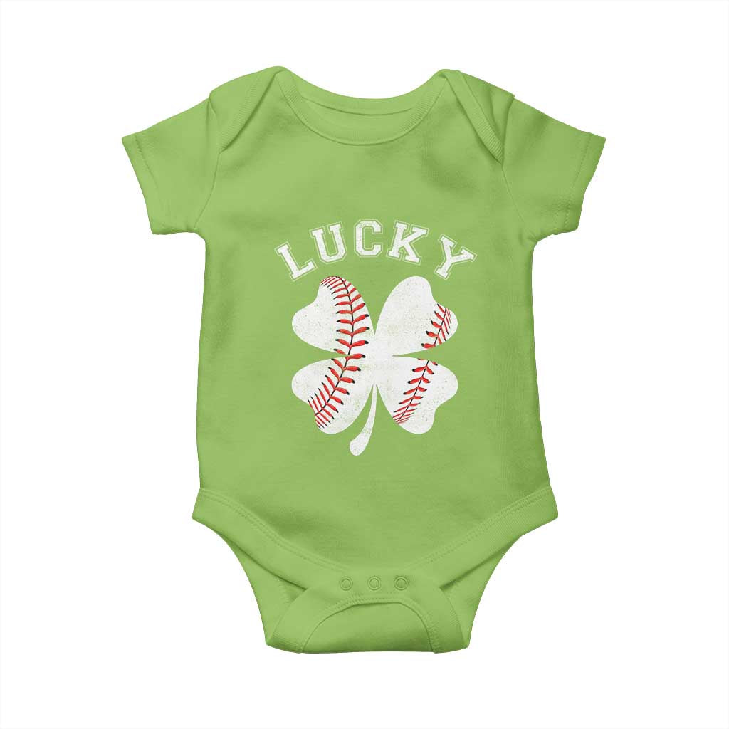 Funny Baseball Lucky Clover St Patricks Day Baby Onesie