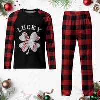 Funny Baseball Lucky Clover St Patricks Day Plaid Pajama Set
